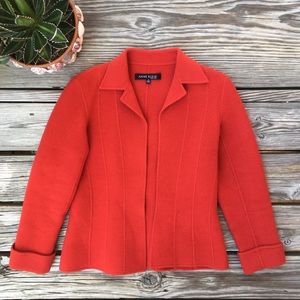 Anne Klein Tangerine Orange Wool Blend Jacket Size 10